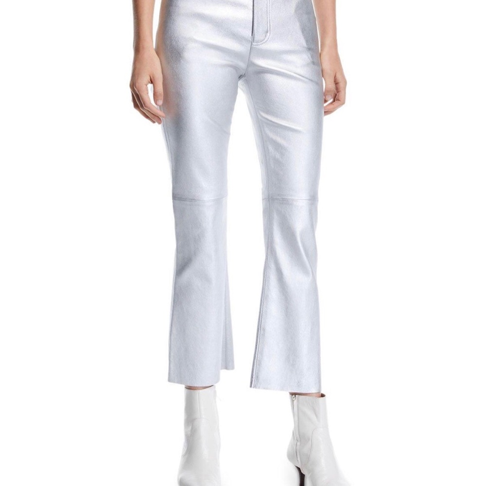 Current Elliot Metallic Leather Flare Leg Pants